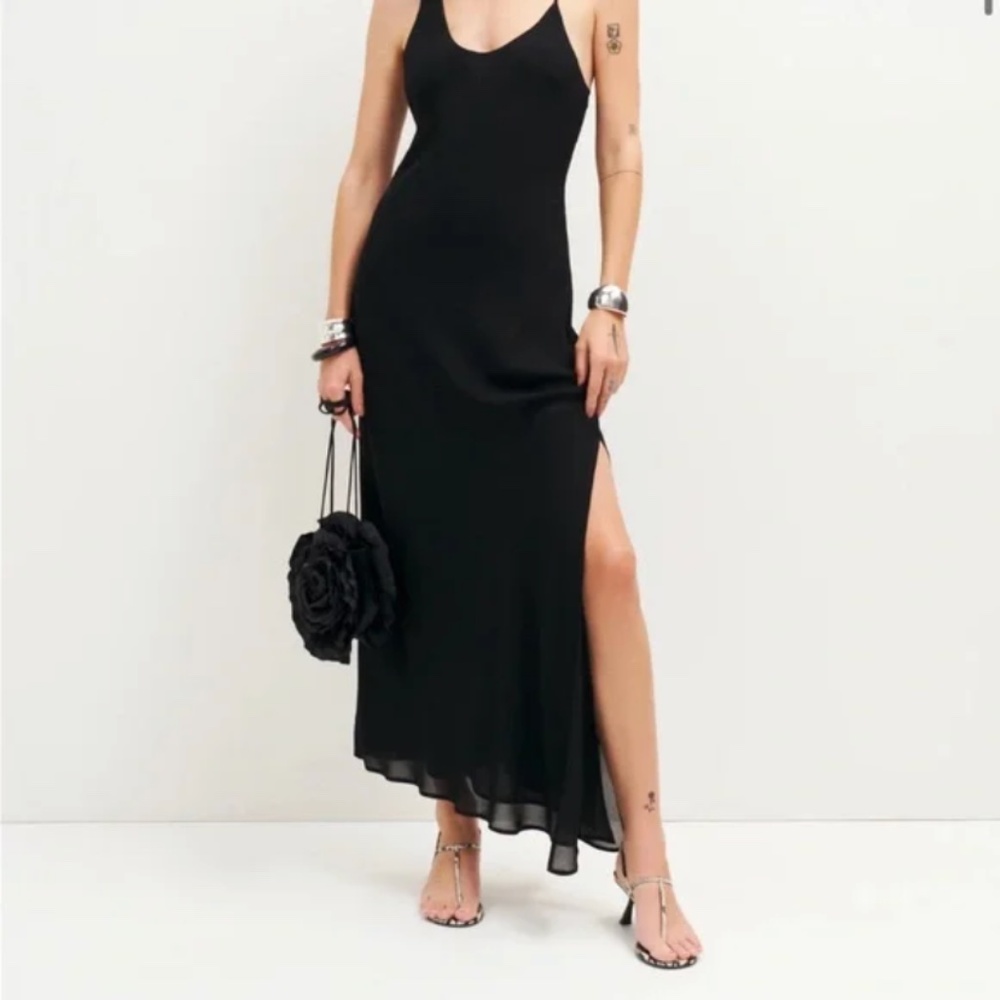 Reformation yeva dress black xl